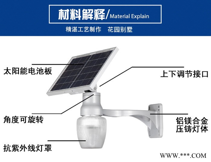 佛山太阳能发电 太阳能路灯 太阳能球泡灯 太阳能庭院灯 一体化太阳能路灯图4