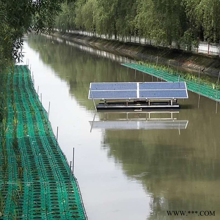 绿博斯LBSSUN-PQ 污水河道治理太阳能曝气机 河道专用太阳能光伏板喷泉曝气机 光伏浮船蓄电池组太阳能喷泉曝气机图3