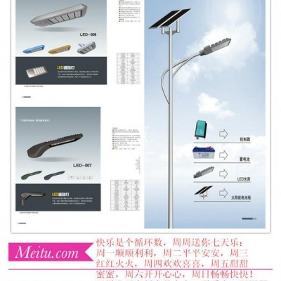 太阳能路灯 LED路灯 灯具 蓄电池 电池板 控制器