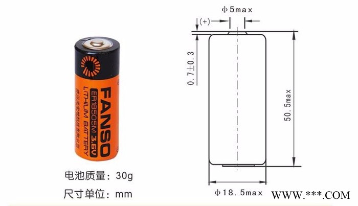 供应FANSO孚安特 ER18505M  3.6V 锂亚电池  水表专用图2