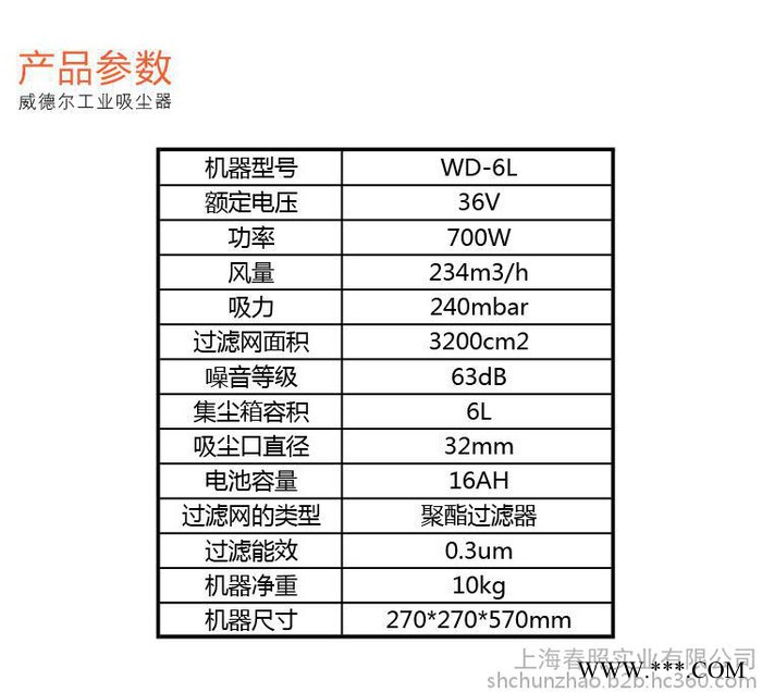 威德尔WD-6L肩背式锂电池吸尘器电影院吸瓜子壳粉尘用小型干式吸尘器图4