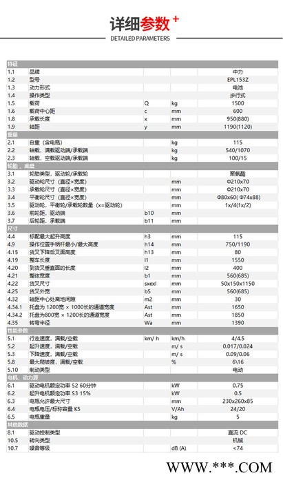 中力电动搬运 1.5吨锂电池步行式搬运车EPL153Z金刚153图7