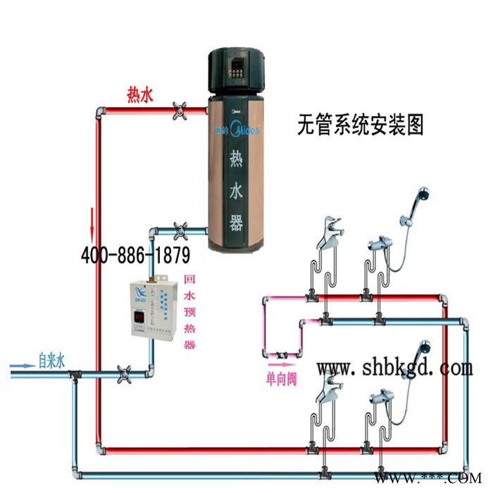 (燃气太阳能空气能热水器)博琨回水器/智能回水循环/回水装置有管图2