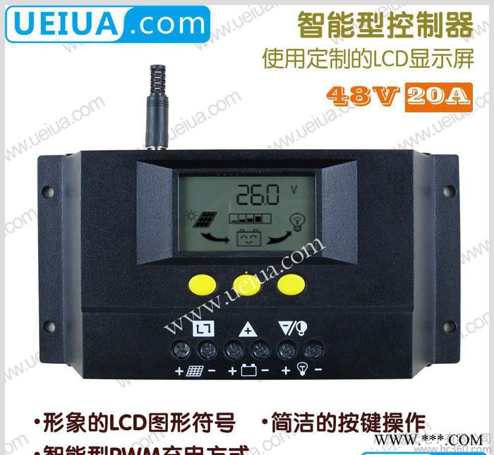 生产20A48V  LCD显示太阳能控制器 家用智能太阳能控制器图2