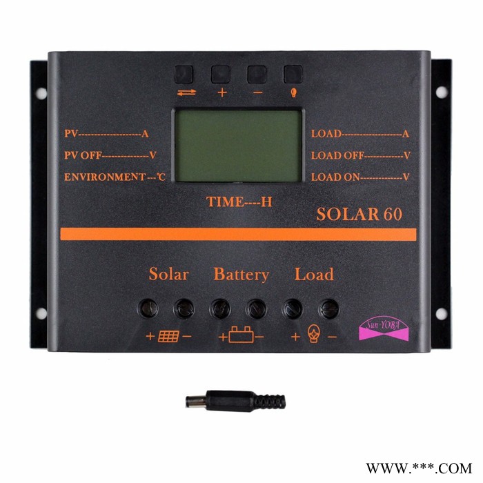 SunYoBa PWM太阳能控制器 60A 12V/24V LCD显示 USB5V插口 SOLAR60