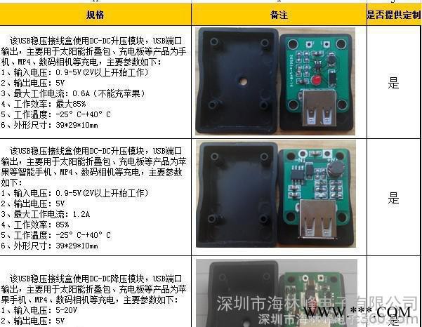 USB稳压器，升压器，降压器，稳压器，多路USB太阳能包稳压器