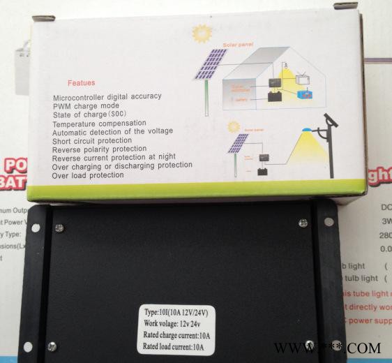 新款太阳能控制器10A 12V 24V 自动识别 光控和时控图2