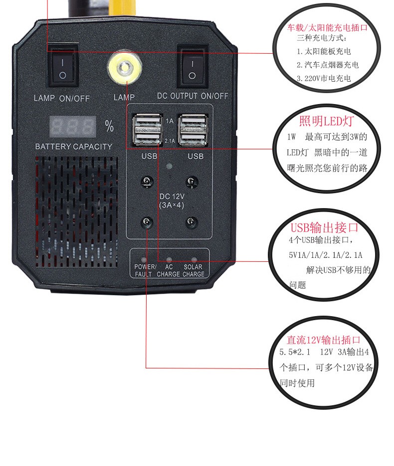 40AH便携式户外移动电源500W UPS储能电源220V太阳能充电出行郊游 2台起批图3