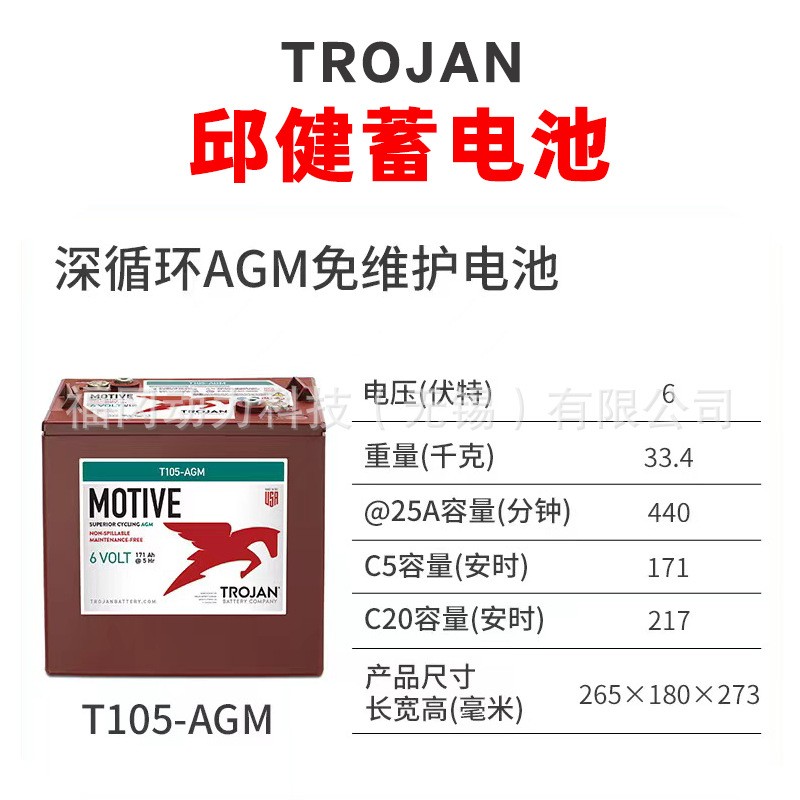 阀控式密封铅酸蓄电池Trojan 邱健观光车洗地机升降机电瓶组图2