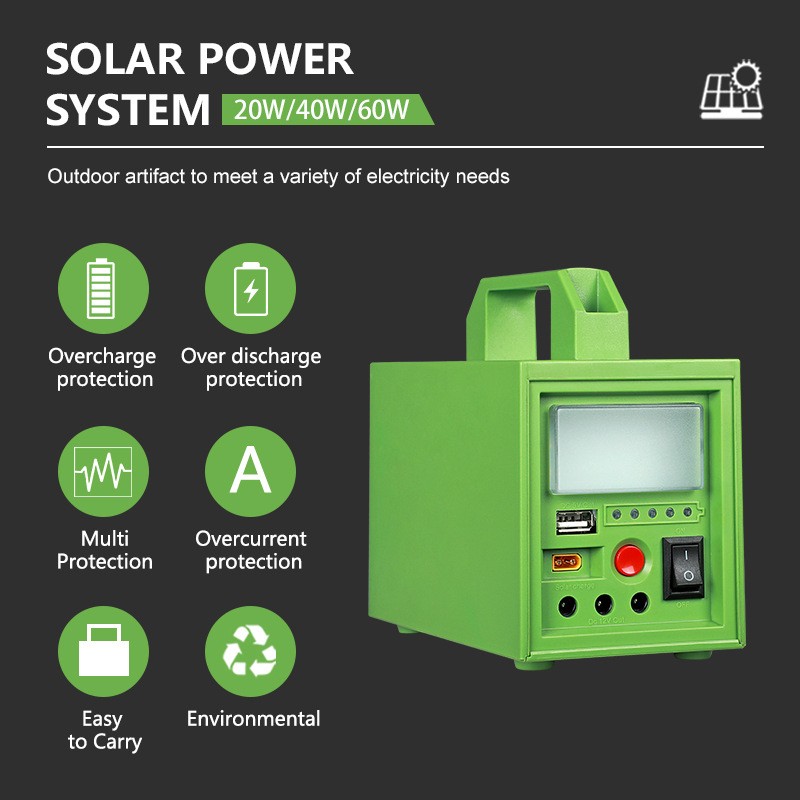 太阳能灯家用磷酸锂光源款小系统12V60W发电储电发电机组移动电源图2