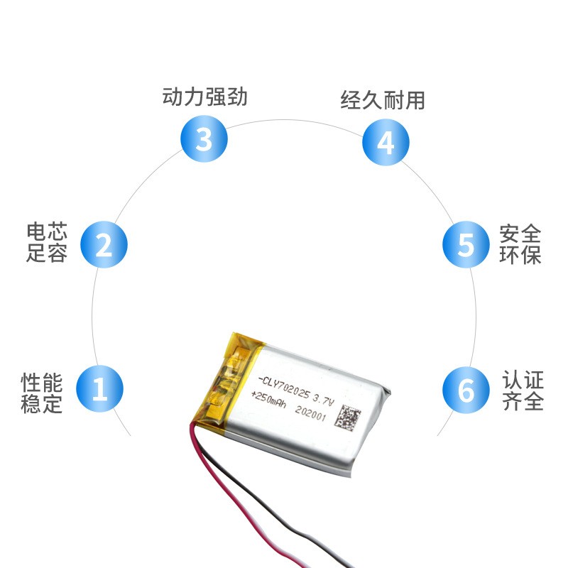 702025聚合物锂电池250mAh锂电池3.7V锂电池 医疗电池 数码锂电池图4