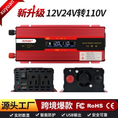 旭缘车载逆变器12v24v转110v太阳能家用电源转换器6000w 数显美规