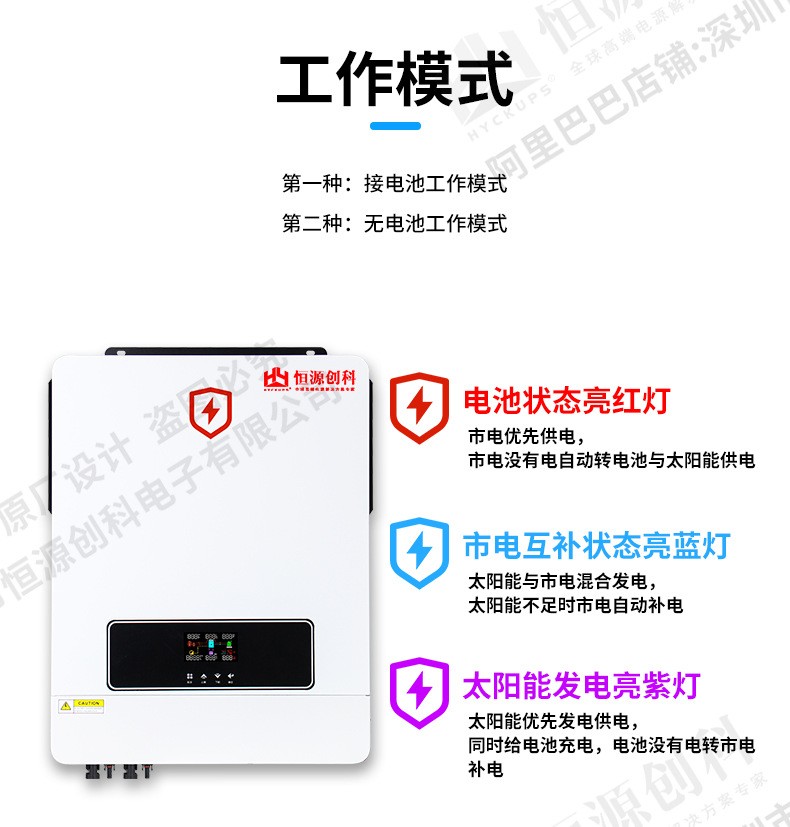 太阳能逆变器10.2KW光伏离并网内置MPPT高频逆控8.2K手机wifi监控图3