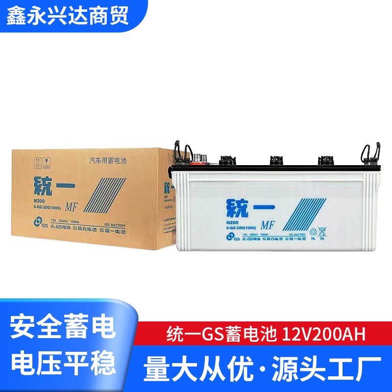 天津经销铅酸蓄电池 N200统一GS蓄电池 12v200ah船泊专用电瓶批发图1