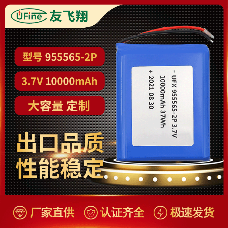 聚合物锂电池955565-2P 10000mAh 3.7V 医疗设备 灯具 定位器