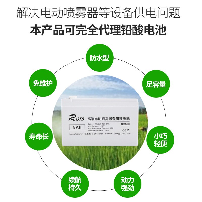 12V农用喷雾器电池儿童车锂电池大容量地摊照明电动门铅酸蓄电瓶图2