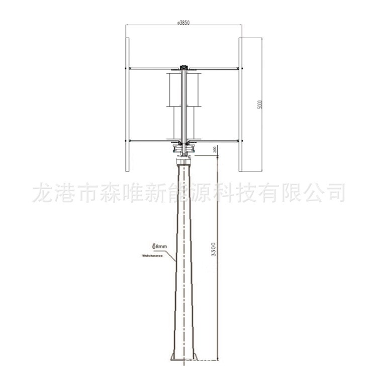 微风启动垂直轴风力发电10千瓦风光互补系统10KW垂直轴风力发机图2