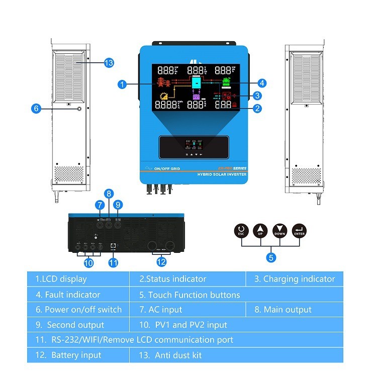 亚能 离并网混合逆变器 10kw逆控一体机 MPPT逆变器 太阳能发电图3