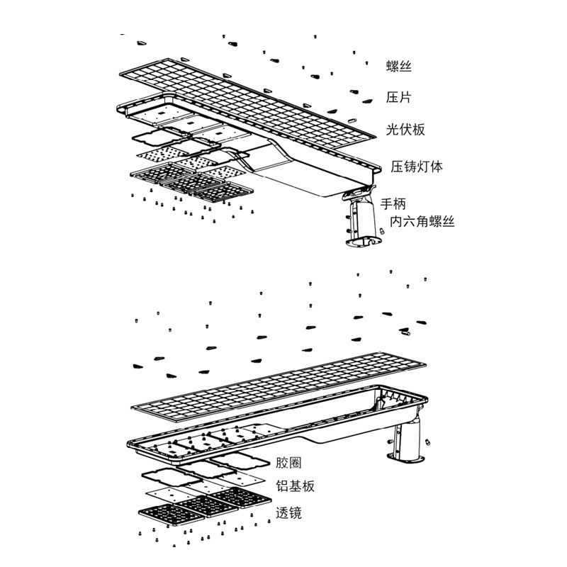 广东东莞智能太阳能路灯 IP65防护人体感应一体化太阳能照明路灯图3