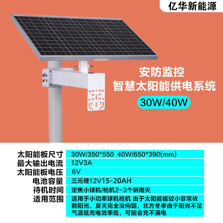 太阳能监控供电系统无电无网户外摄像头供电储能12V锂电 池光伏板图4