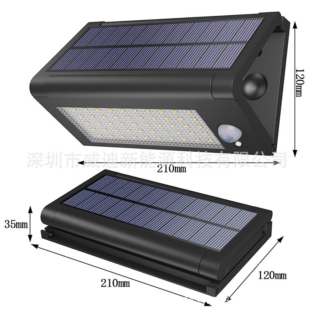 新款 太阳能灯50LED折叠户外人体感应三角形壁灯户外庭院照明壁灯图2