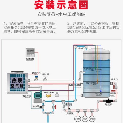 厂家直销空气能热泵 5匹10匹学校宿舍医院中央热水设备空气源热泵