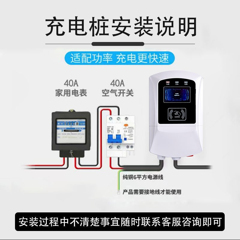 充电桩新能源电动汽车交流电7KM充电桩家用商用32A立柱壁挂式图3